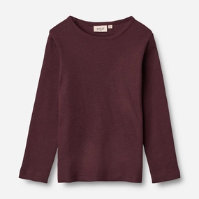 Non Restrictive Silhouette Wool T-Shirt LS - aubergine