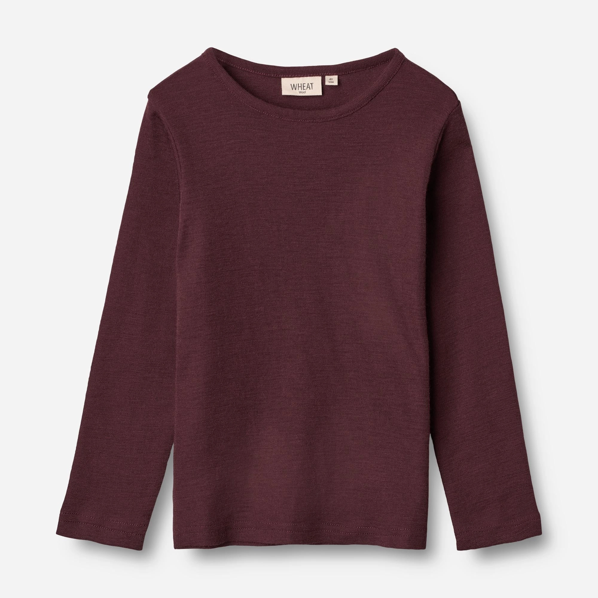 Non Restrictive Silhouette Wool T-Shirt LS - aubergine