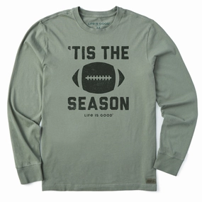 Men's Tis The Football Season Long Sleeve Crusher Tee Boat Neck Comfortable Fit Wear