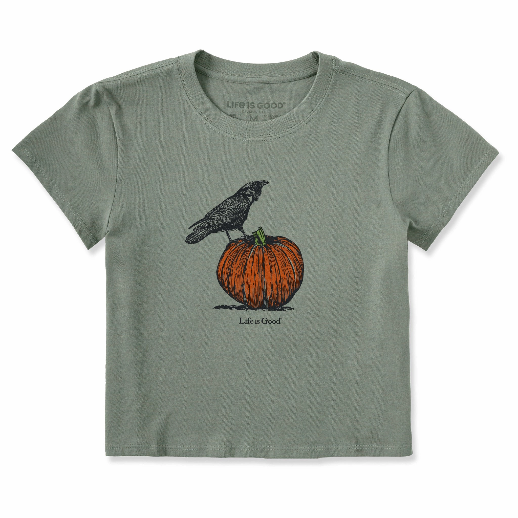 Vintage Style Slim fit clothing Women's Antique Raven & Pumpkin Crusher-LITE Shrunken Tee
