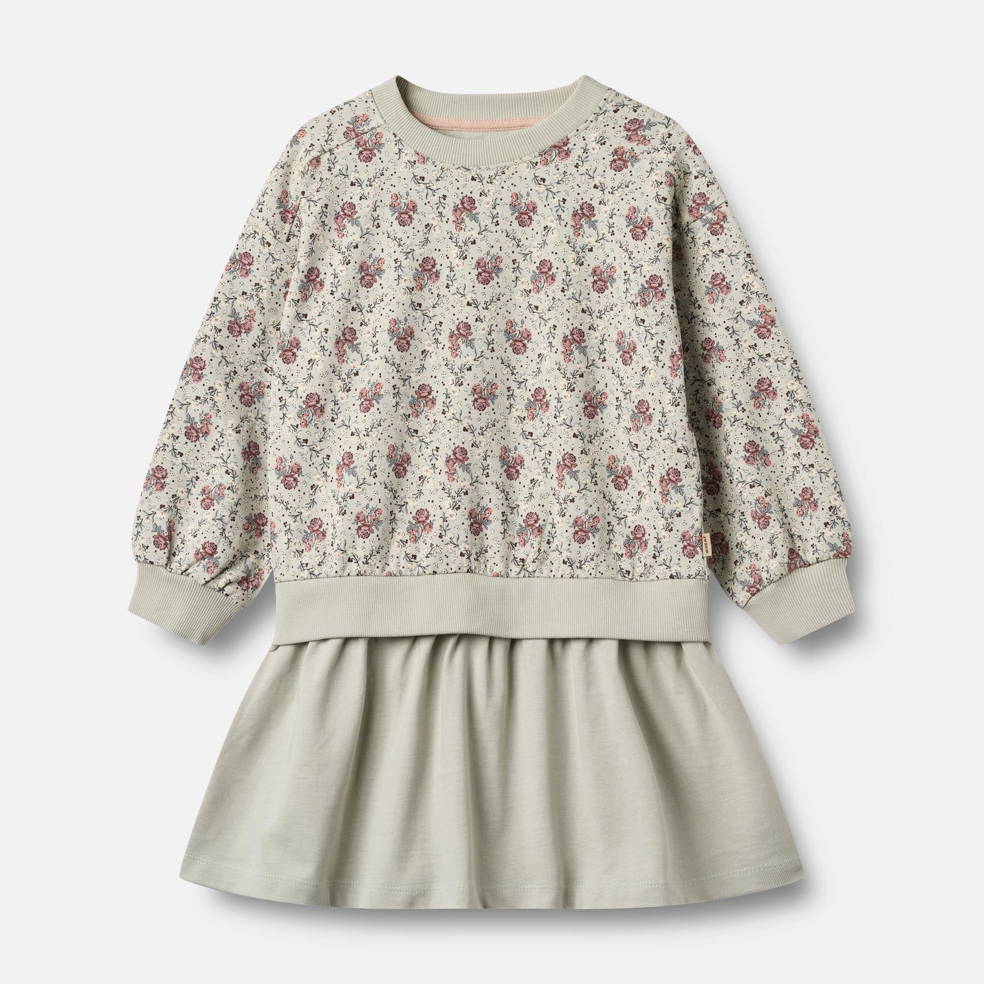 Editor??s-Pick Sweat Dress L/S Maggie - slightly green flowers