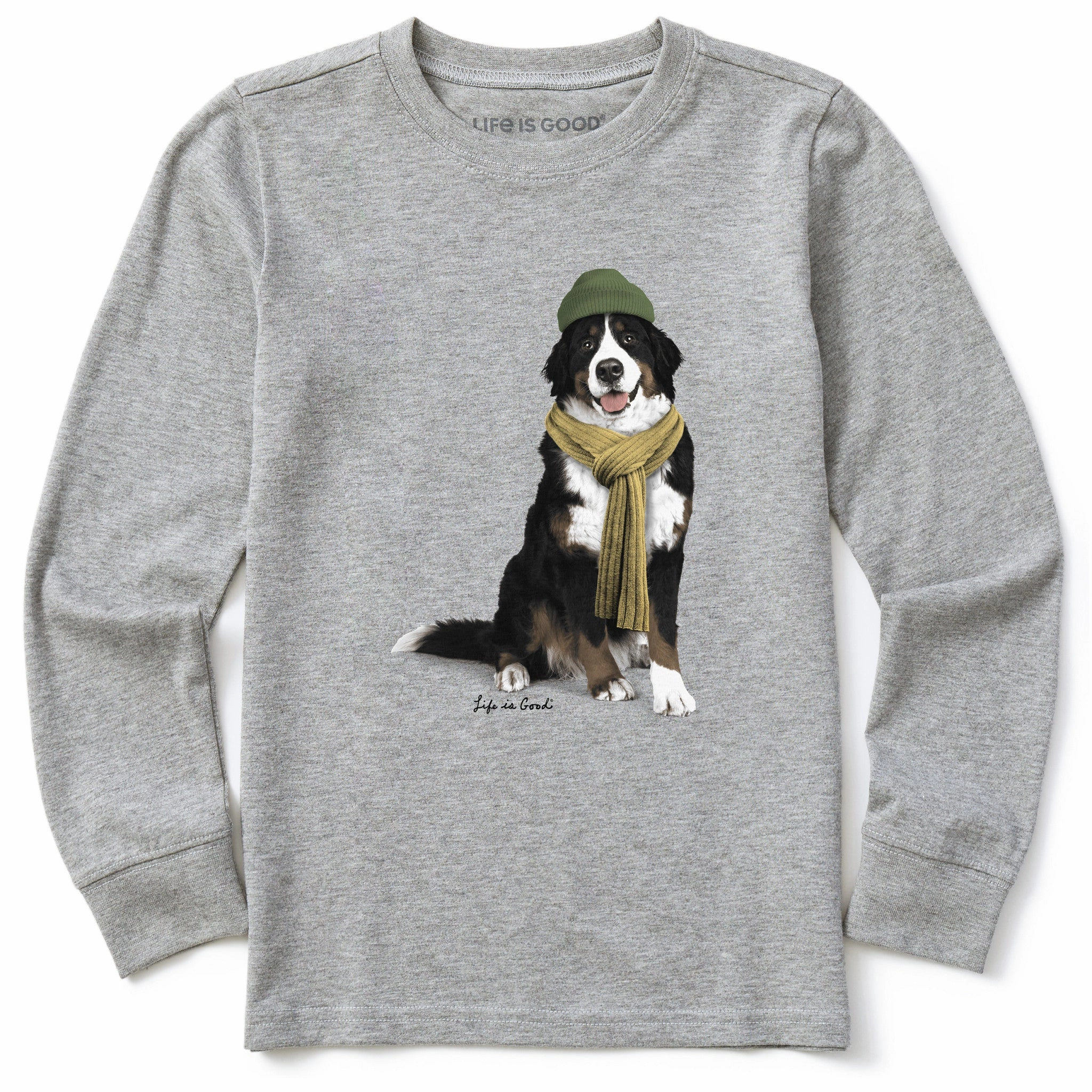 Comfy Active Fit Kids Photoreal Bernese Long Sleeve Crusher Tee