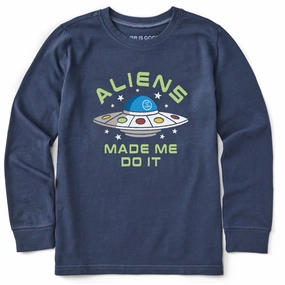 Comfy Wear quick-drying Kids Aliens Made Me Do It Long Sleeve Crusher Tee