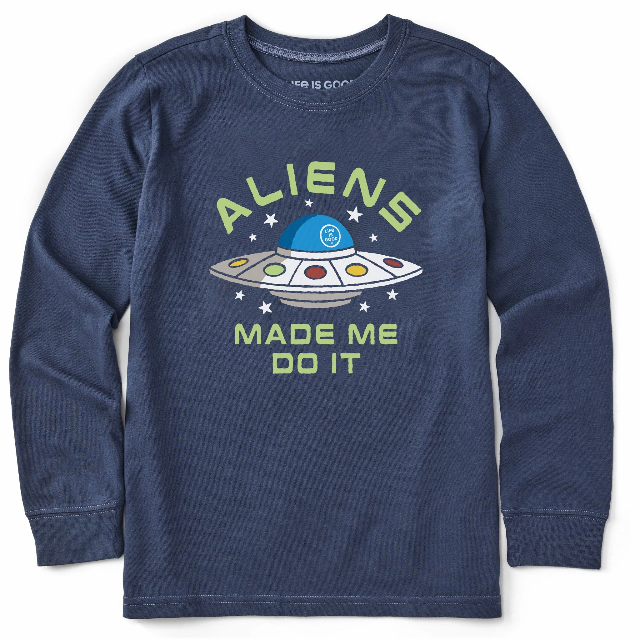 Kids Aliens Made Me Do It Long Sleeve Crusher Tee Easy Wear Style
