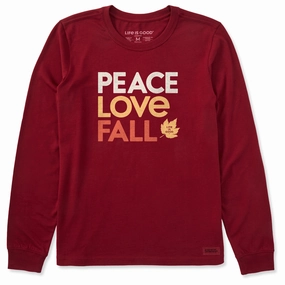 Women's Peace Love Fall Long Sleeve Crusher Tee Casual Must-Have loose but not baggy