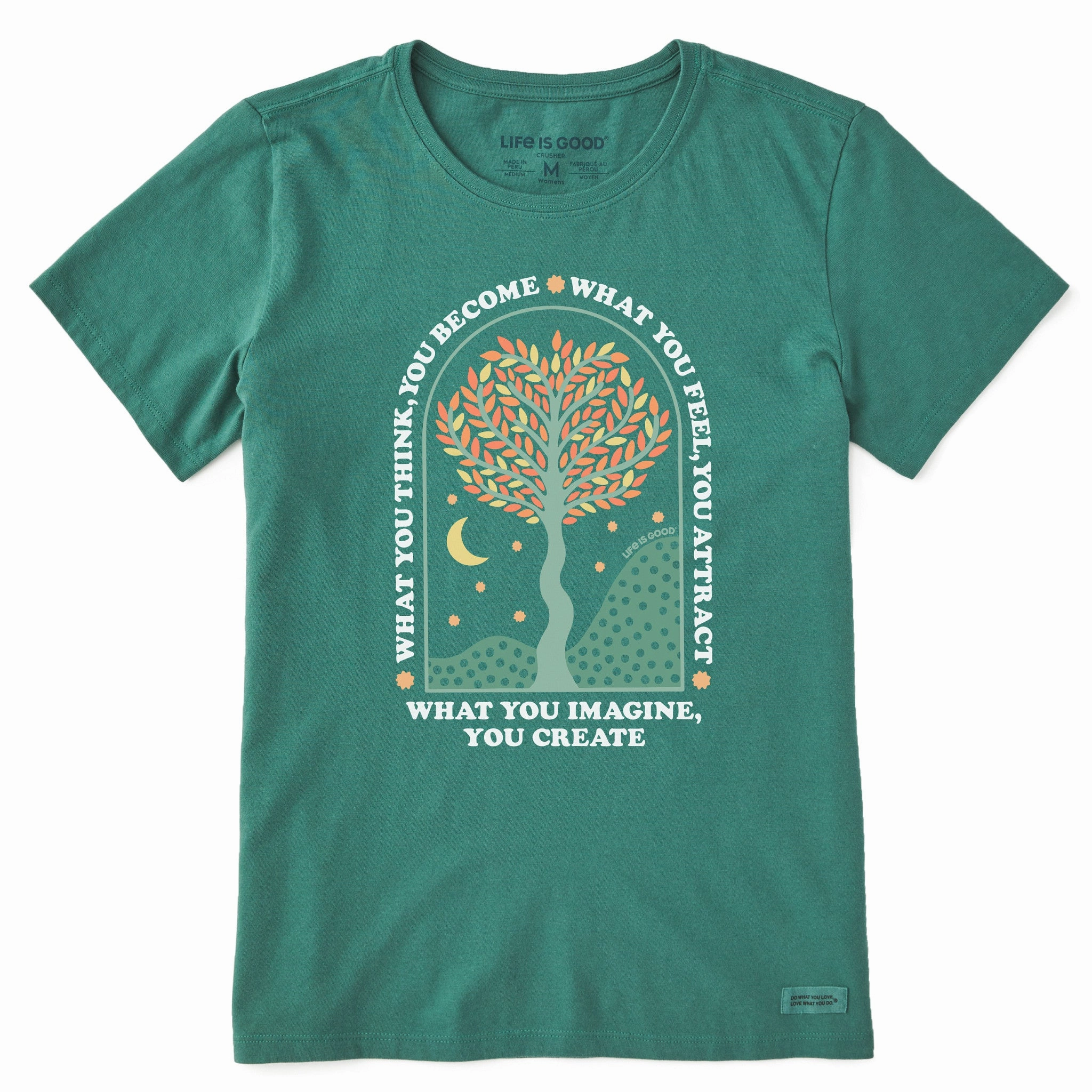 Active Outfit Style Women's What you Imagine, You Create Tree Short Sleeve Crusher Tee