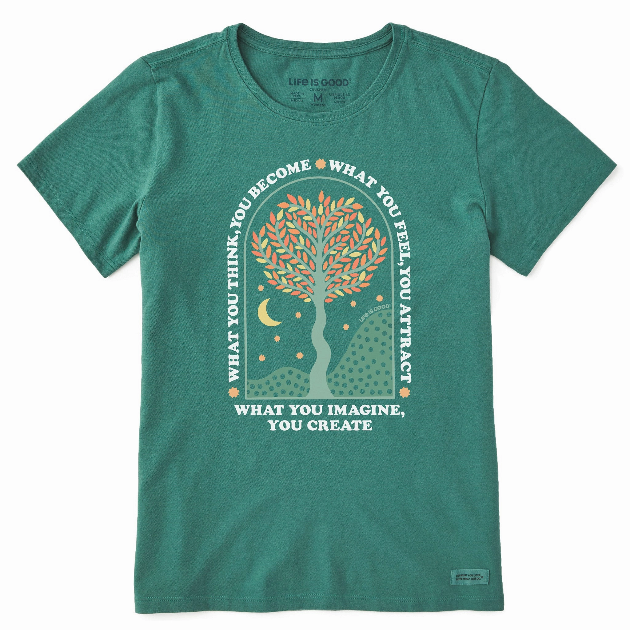 Women's What you Imagine, You Create Tree Short Sleeve Crusher Tee Cozy Fit Design