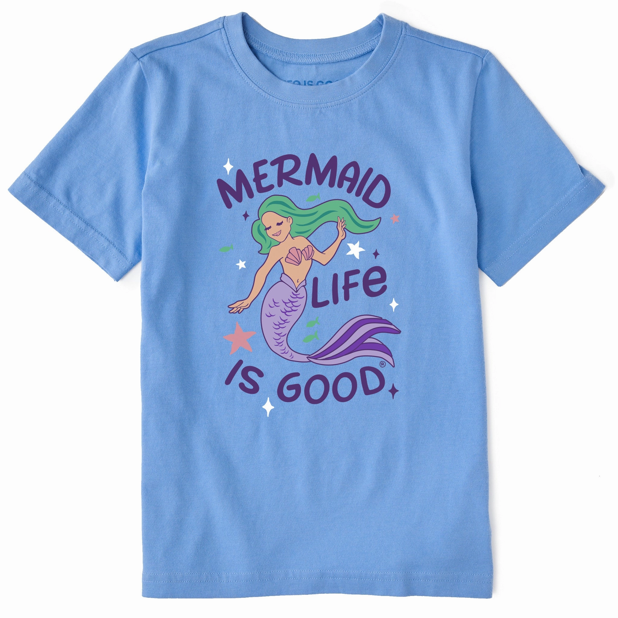 NonIronTechnology Kids Life is Good Mermaid Short Sleeve Crusher Tee