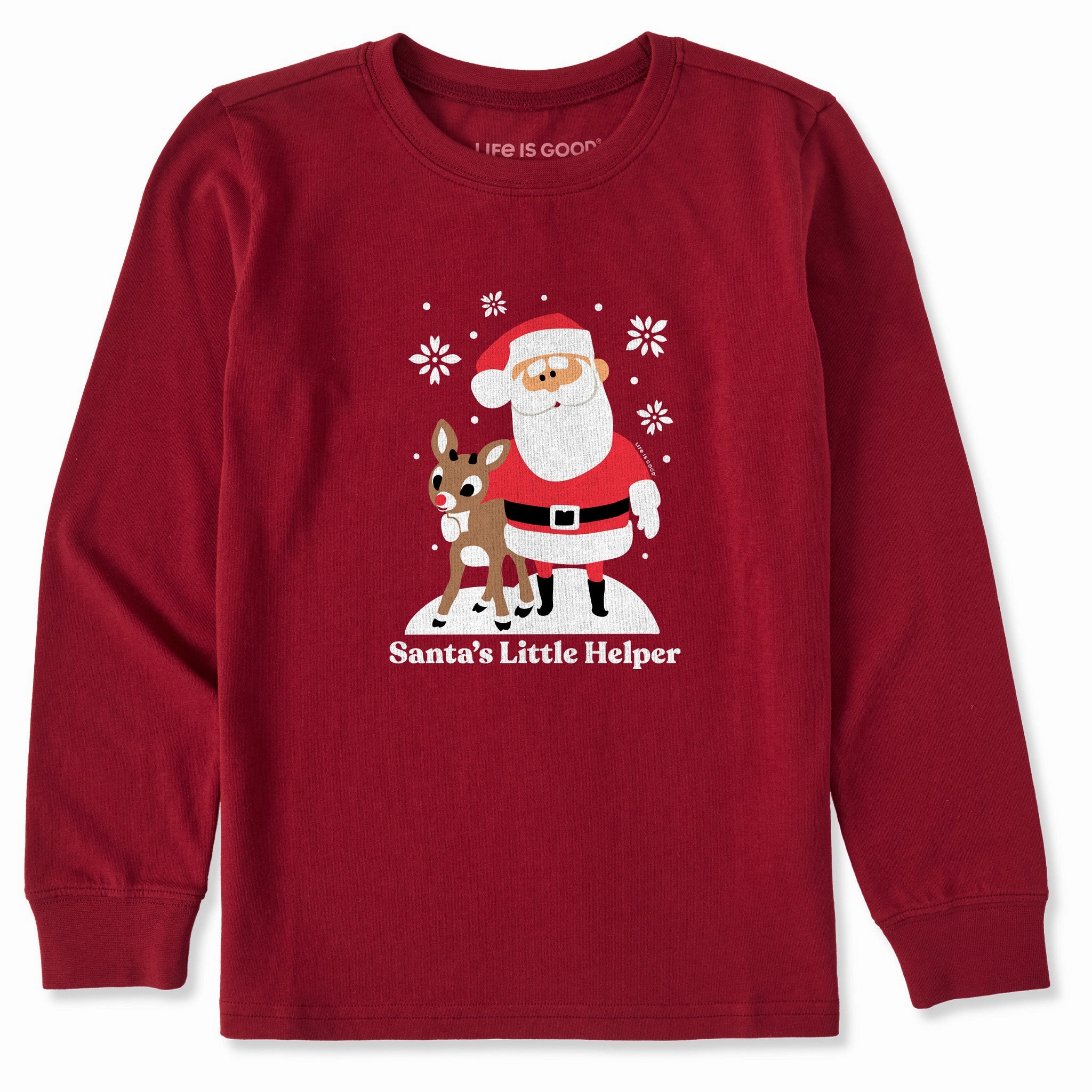Adjustable Fit Kids Santa's Little Helper Rudolph Long Sleeve Crusher Tee
