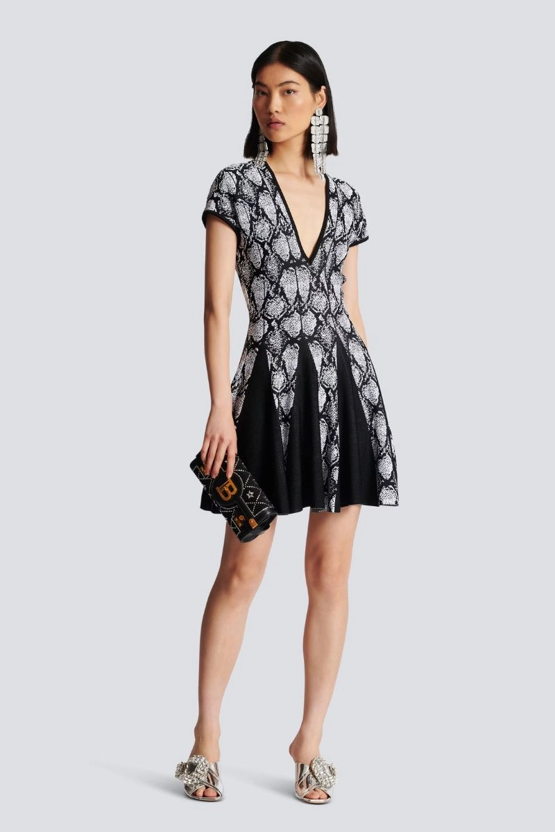 budget-friendly Sculpted Fit Snakeskin Jacquard Dress