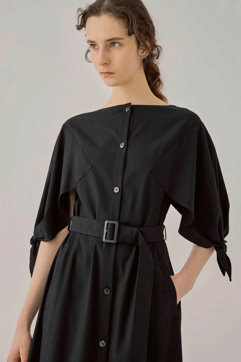 Dry-Clean-Only Hook-And-Eye Edita Knot Sleeve Dress