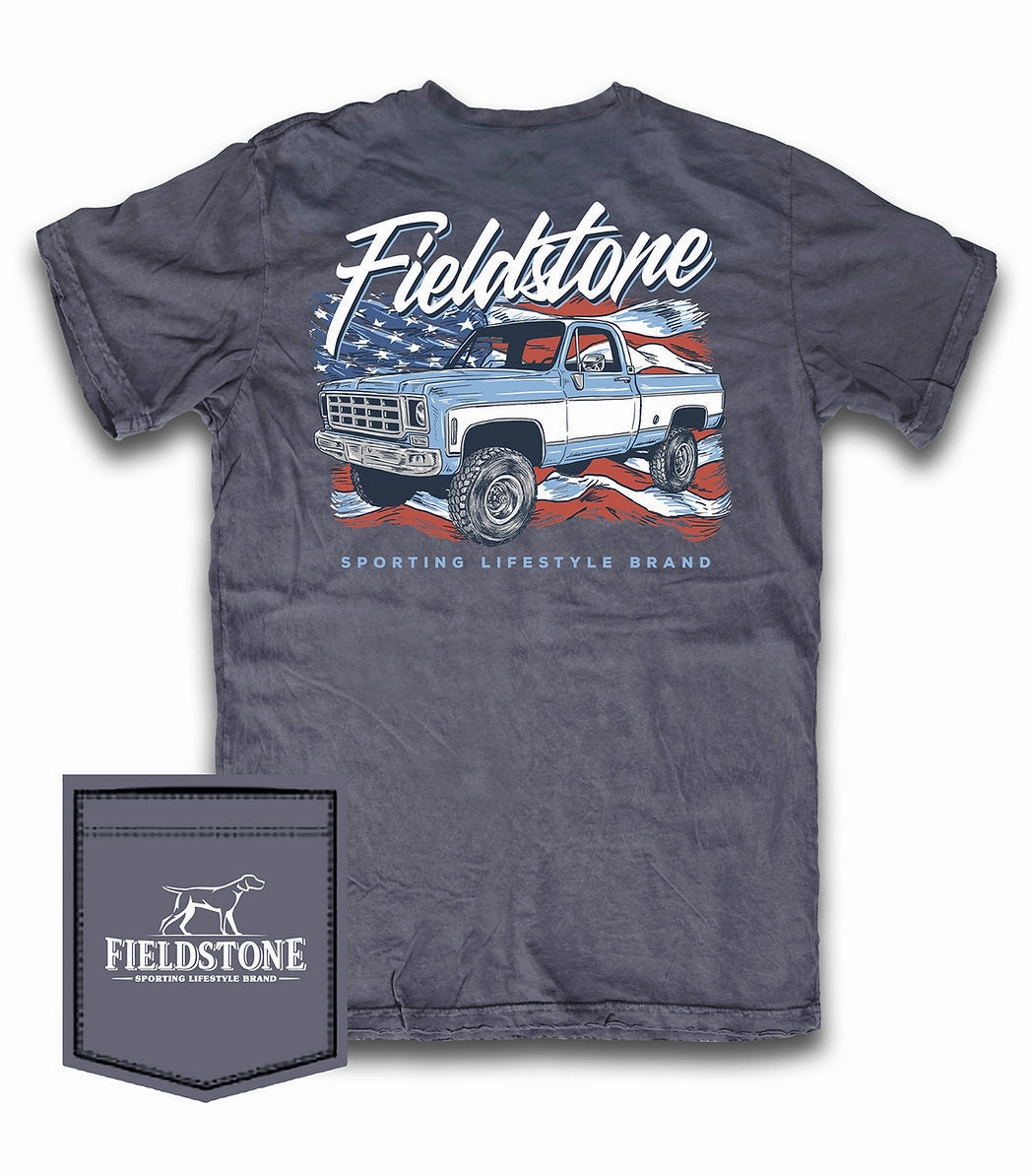 Trendy Comfort Fit Minimalist Wear Field Stone USA Truck SS Tee
