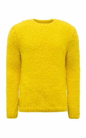 Lawrence Knit Sweater in Cadmium Yellow Welfat Cashmere Seasonal Fit