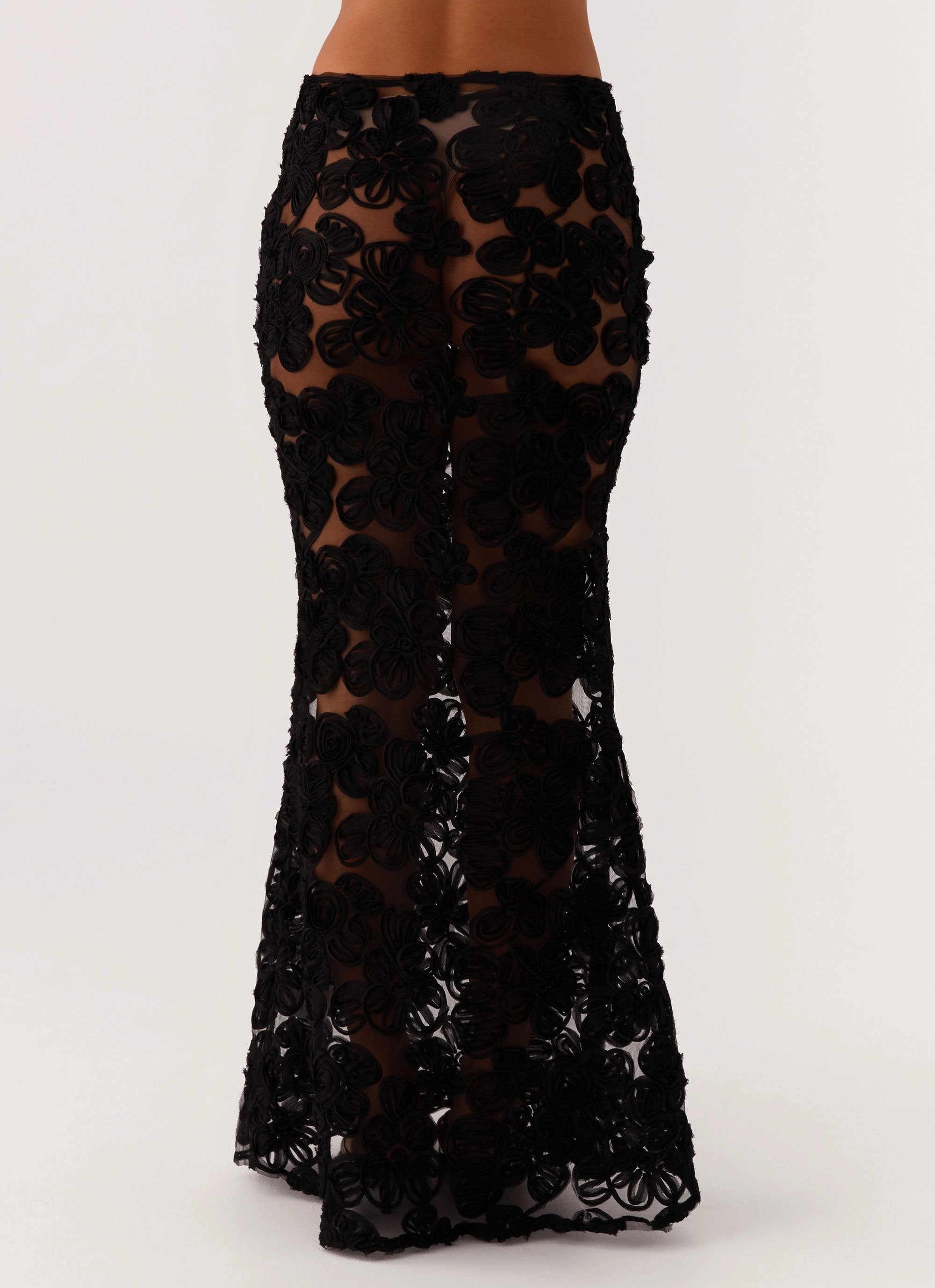 High Street Fashion Heritage Inspired Fiorella Floret Maxi Skirt - Black