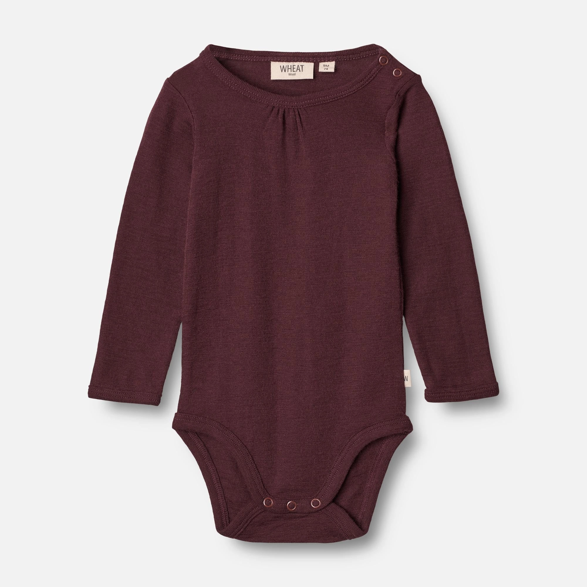 Body Gatherings Wool LS | Baby - aubergine ShrinkageResistant Weave Tagless Design