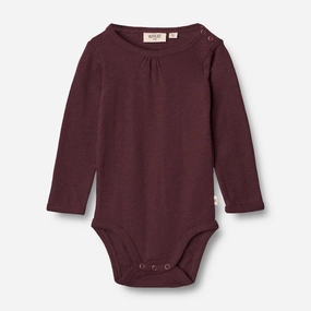 Cozy Fleece Body Gatherings Wool LS | Baby - aubergine