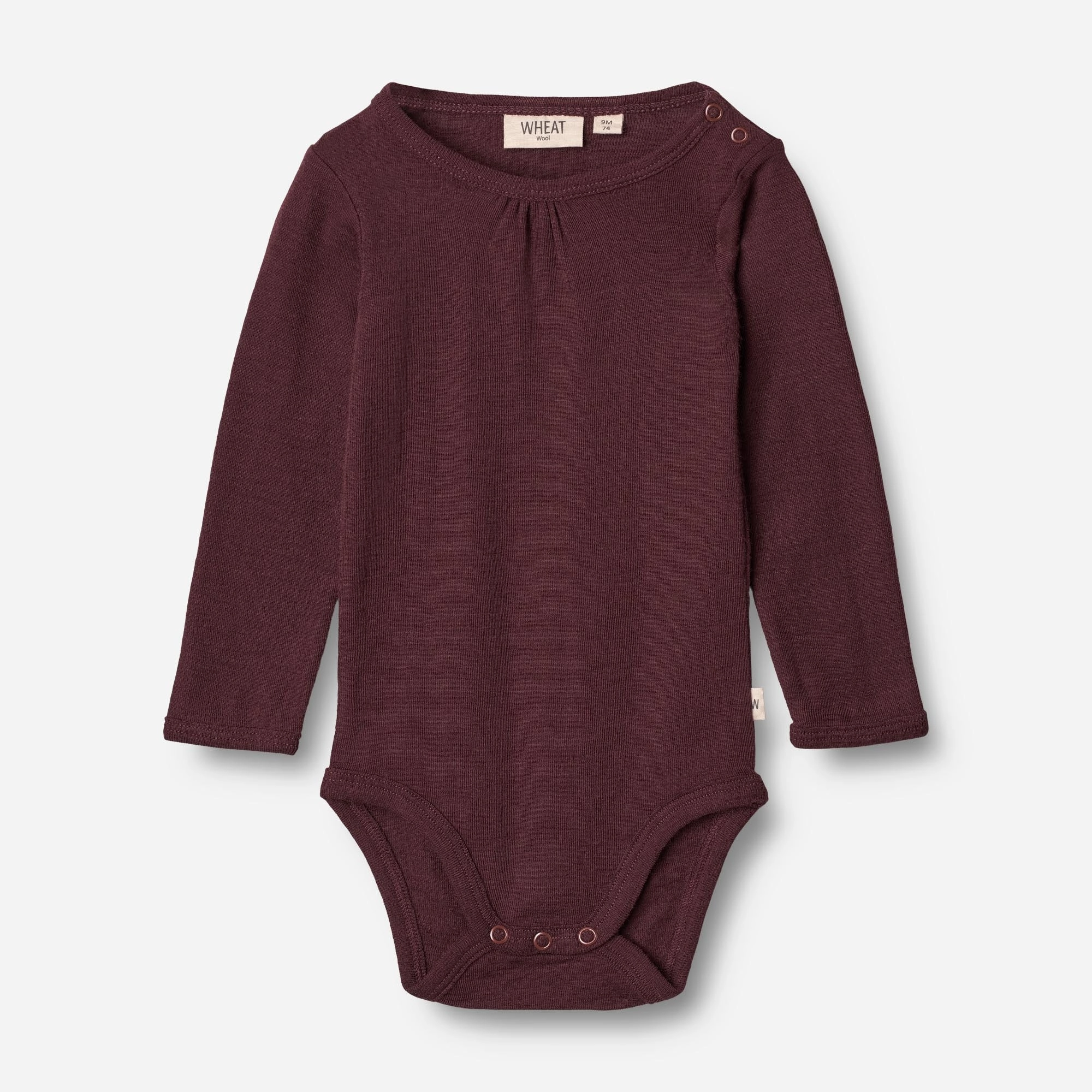DropShoulder Design HeatTrapping Fibers Body Gatherings Wool LS | Baby - aubergine