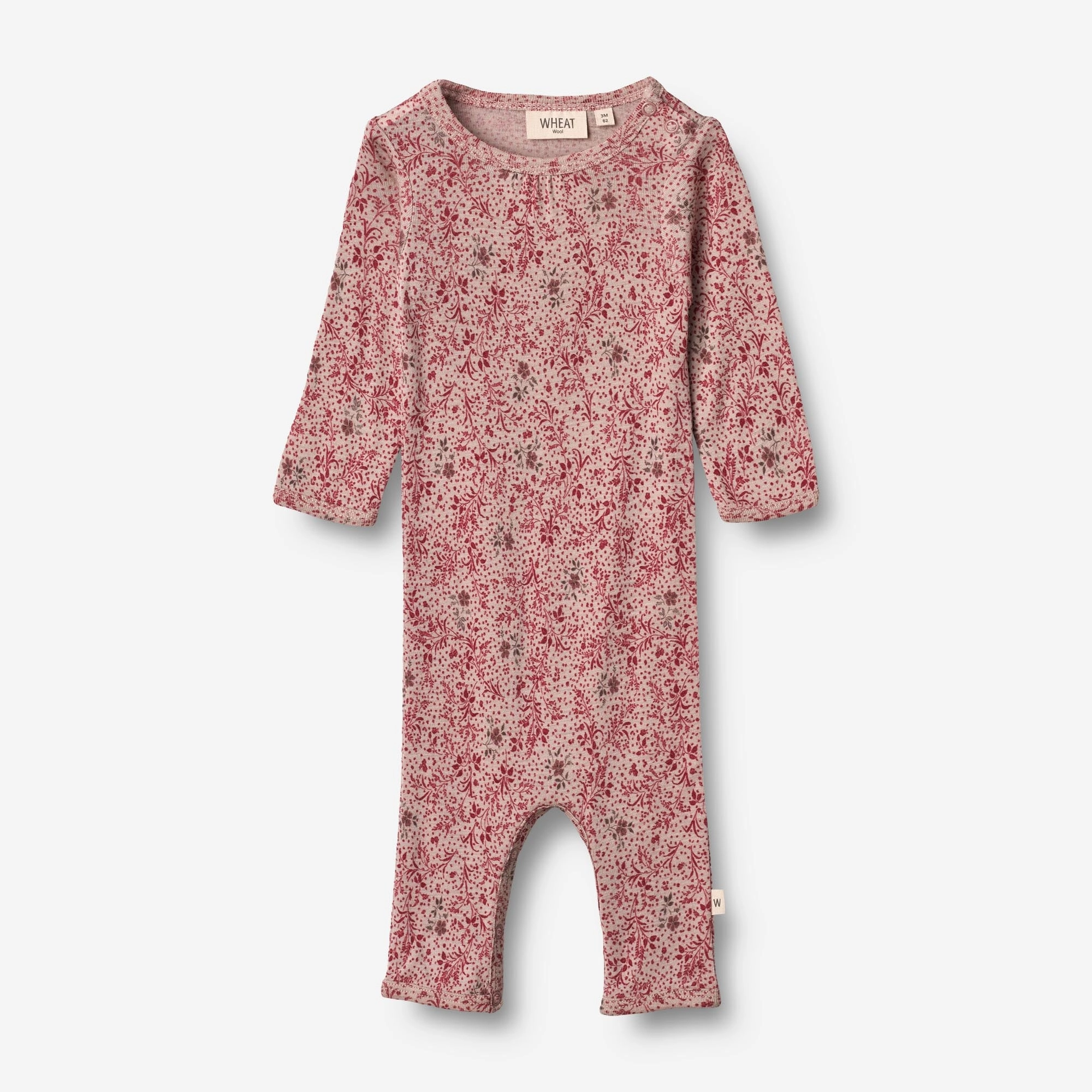 Seamless Stitch Construction Wool Jumpsuit Gatherings | Baby - cherry flowers
