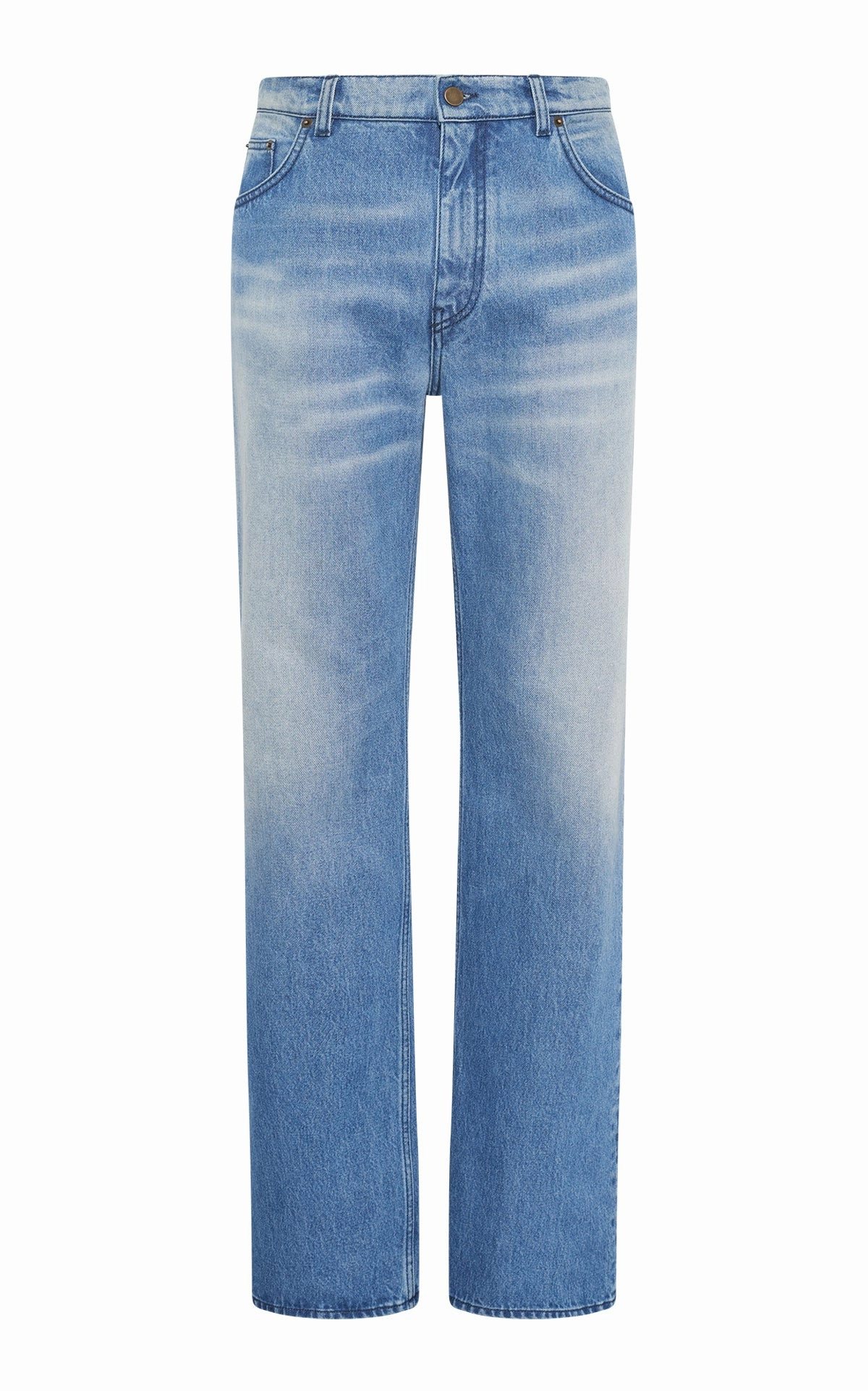 Slimline Fit Rey Straight-leg Five Pocket Pant in Uruguayan Blue Recycled Cotton Denim