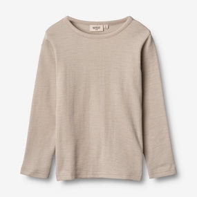 Garment Dyed Wool T-Shirt LS - soft beige