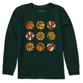 Kids Basketball Grid Long Sleeve Crusher Tee Informal charm BioBased Fibers