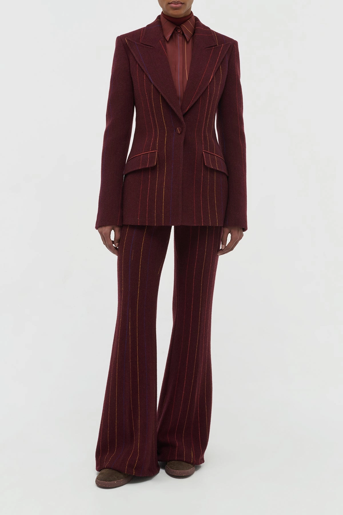 Smart Style Wear Polished Fit Leiva Blazer in Burnt Sienna Multi Pinstripe Wool Cashmere