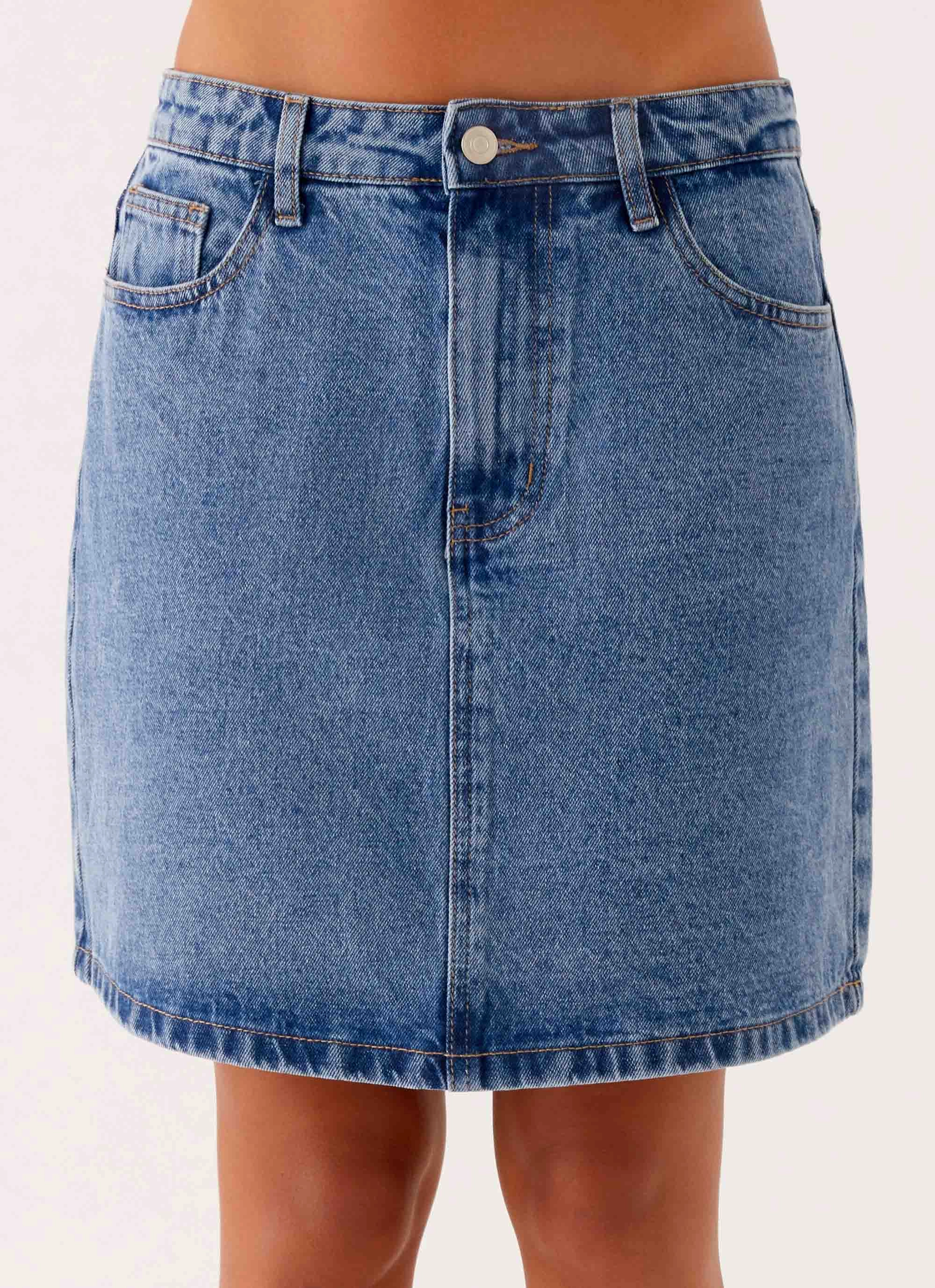Timeless Touch Soft Styling Stella Low Rise Mini Skirt - Blue