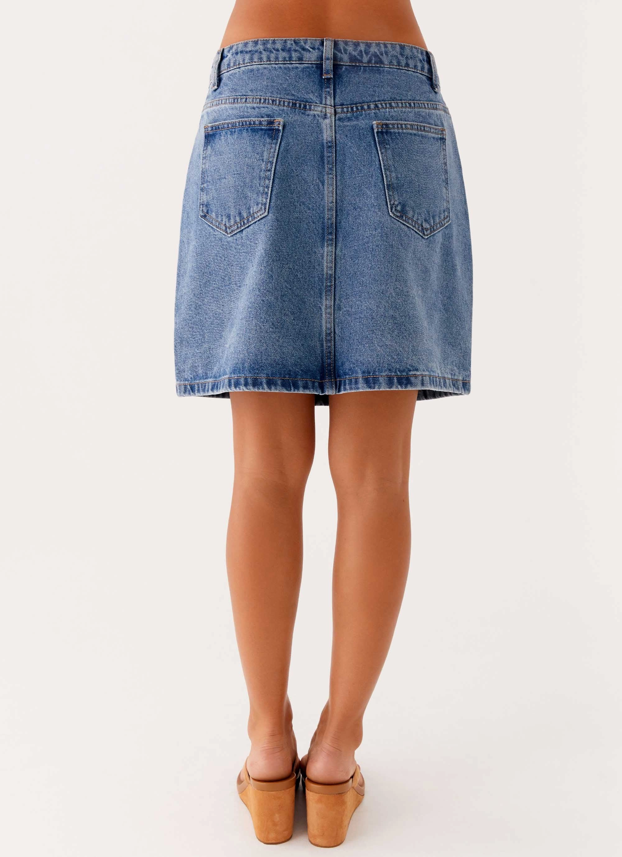 Functional Fashion Stella Low Rise Mini Skirt - Blue