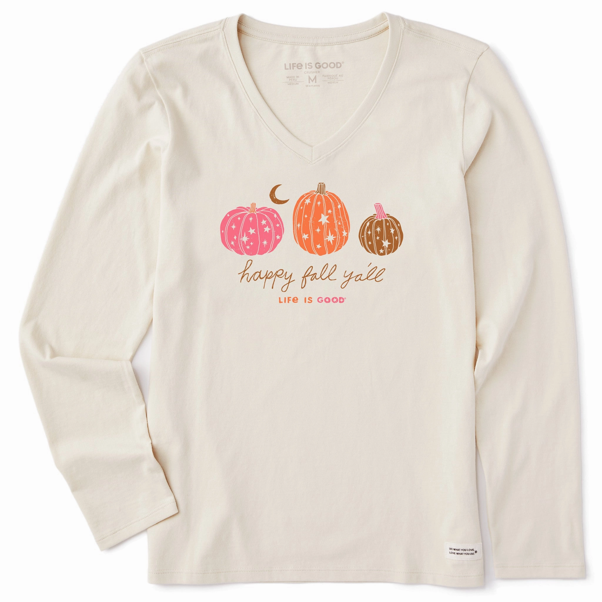 Women's Celestial Pumpkins Long Sleeve Crusher Vee Casual Elegance