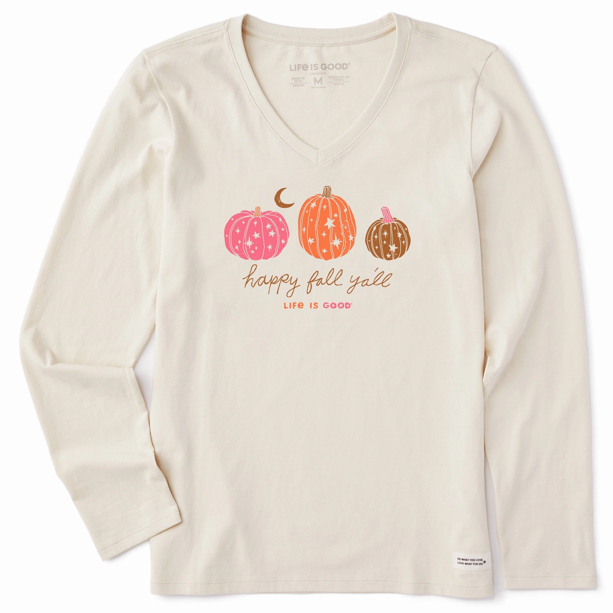 Stretch Material Women's Celestial Pumpkins Long Sleeve Crusher Vee