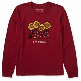 Women's I Love Fall Sunflower Hike Long Sleeve Crusher Tee Street Smart