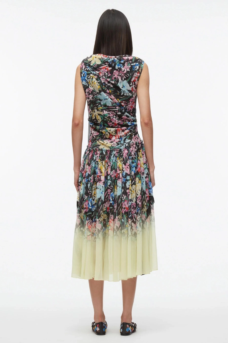 Light Soft Formal-look Flowerworks D??grad?? Draped Dress
