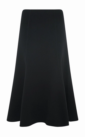Sharp Fit Smart Look Patterson Midi Skirt in Black Double-Face Recycled Cashmere