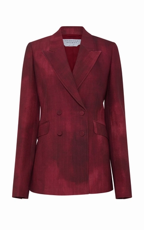Angela Blazer in Bordeaux Virgin Wool Elegant Office Fit