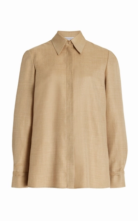 Cruz Shirt in Hay Virgin Wool and Silk Linen Crisp Layering Timeless Business Fit