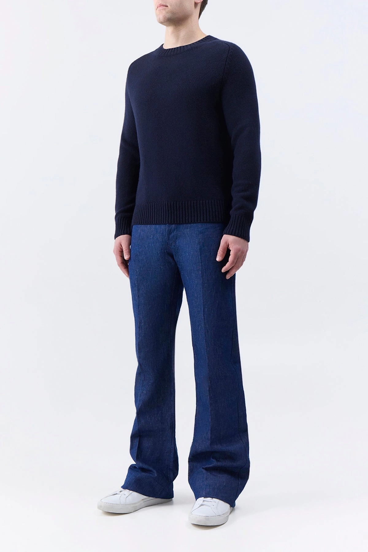 Francesco Knit Sweater in Dark Navy Cashmere Abrasion Resistant Yarn