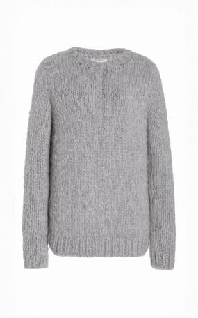 Lawrence Knit Sweater in Heather Grey Welfat Cashmere Hypoallergenic Fiber