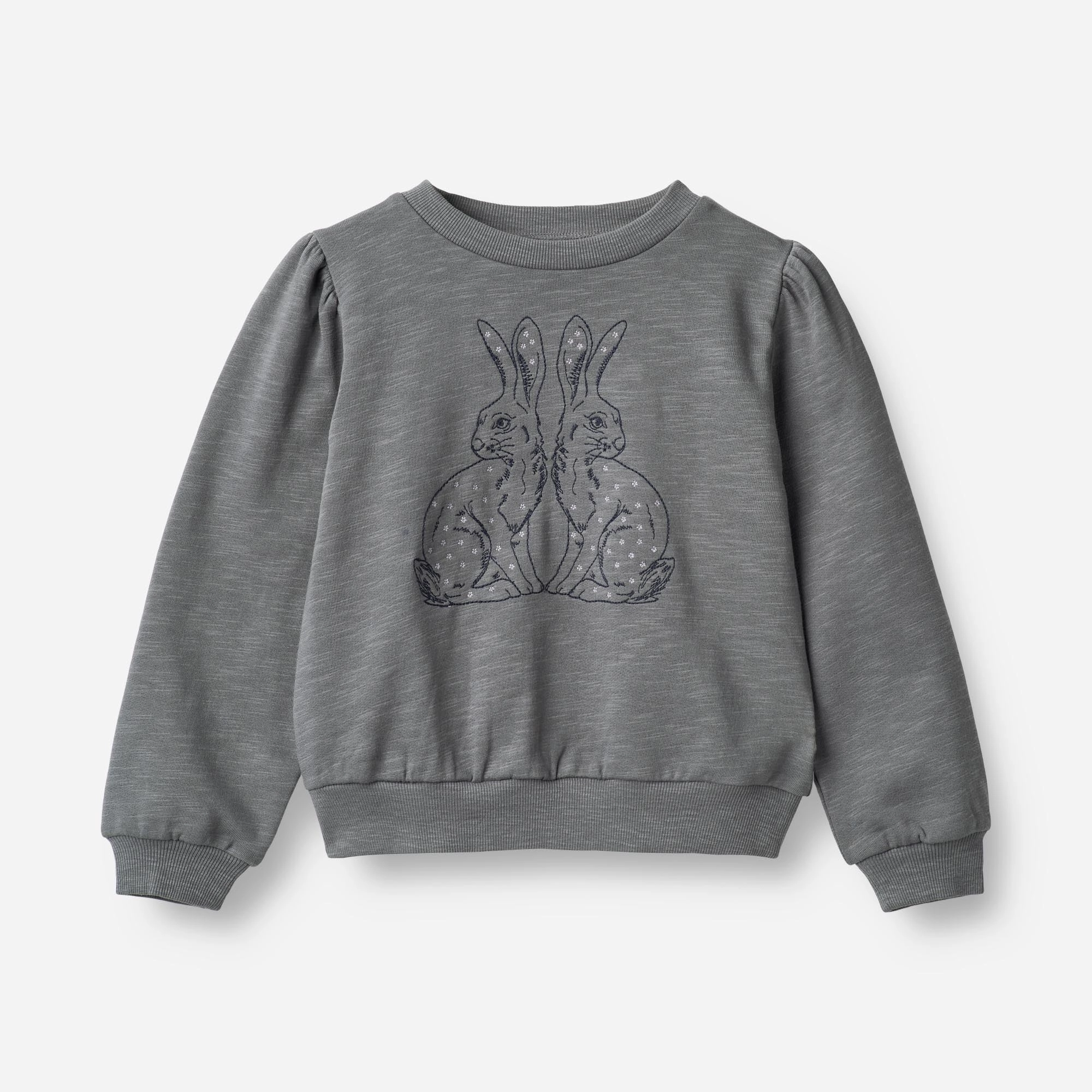 Sweatshirt Rabbitfriends Embroidery - autumn sky Cozy Style Short Sleeve