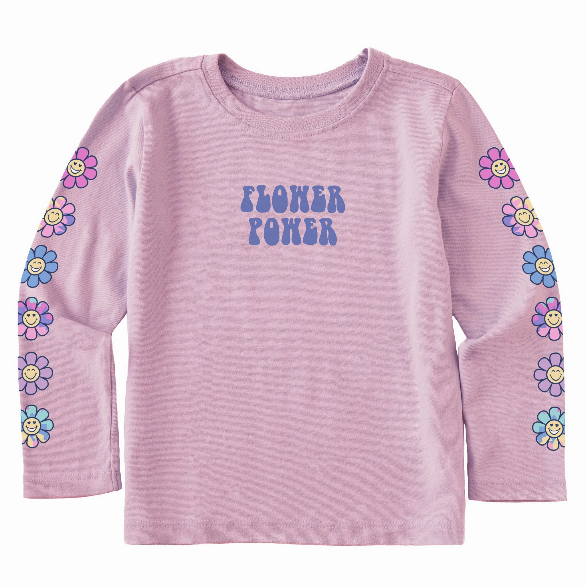 Light and Breezy Toddler Flower Power Daisies Long Sleeve Crusher Tee