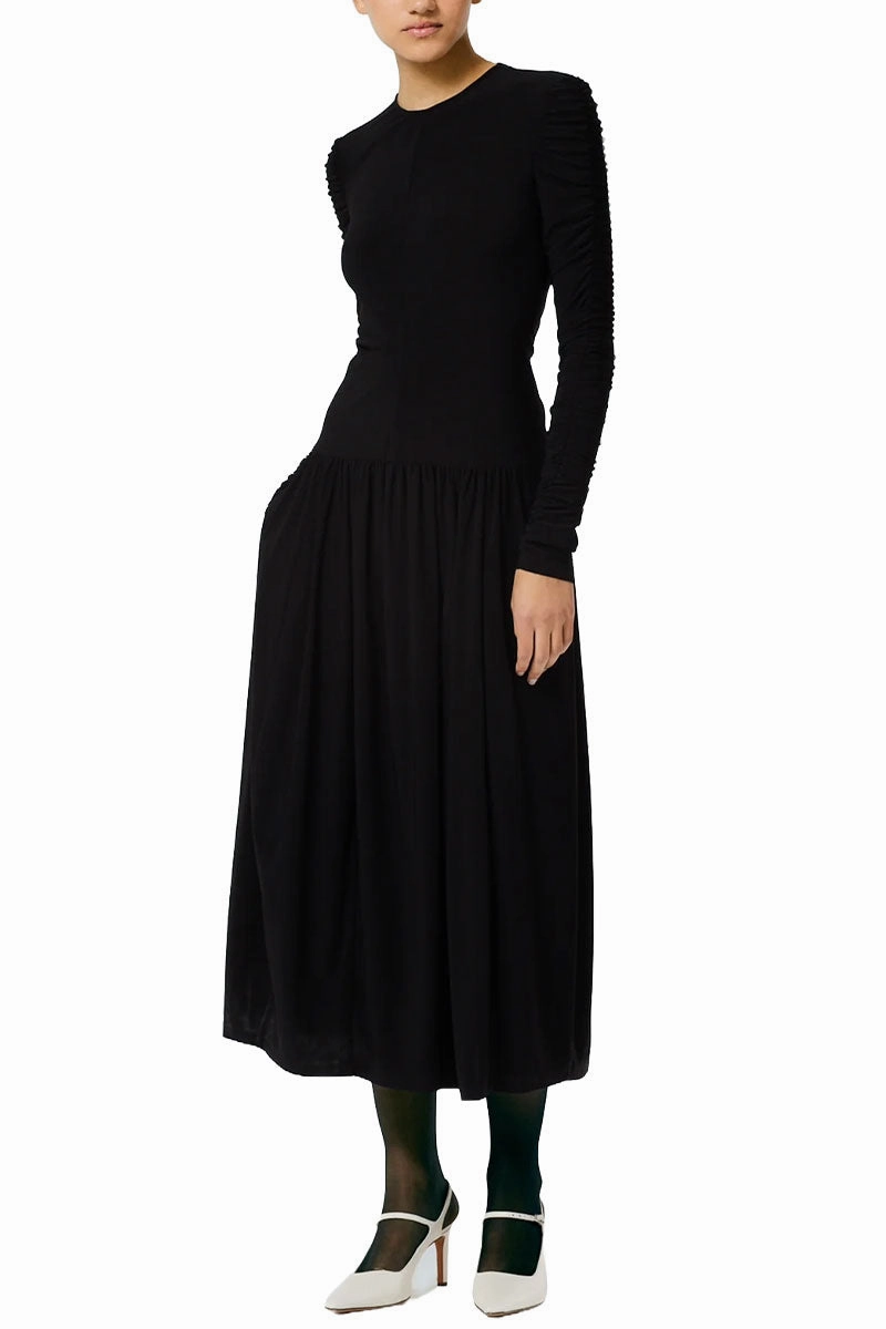 Stylish Silhouette Drapey Jersey Ruched Dress