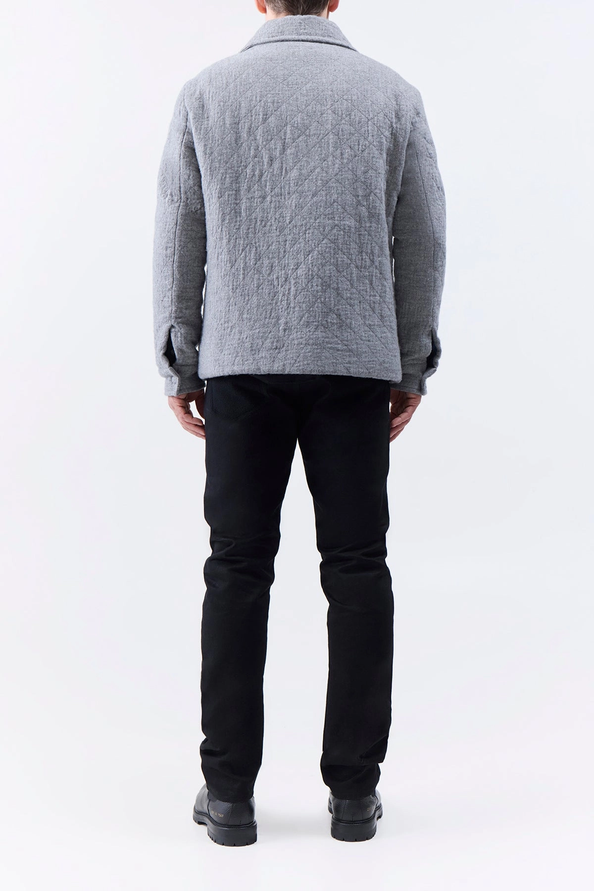 Skye Paddock Jacket in Light Grey Melange Cashmere Linen Clean Silhouette