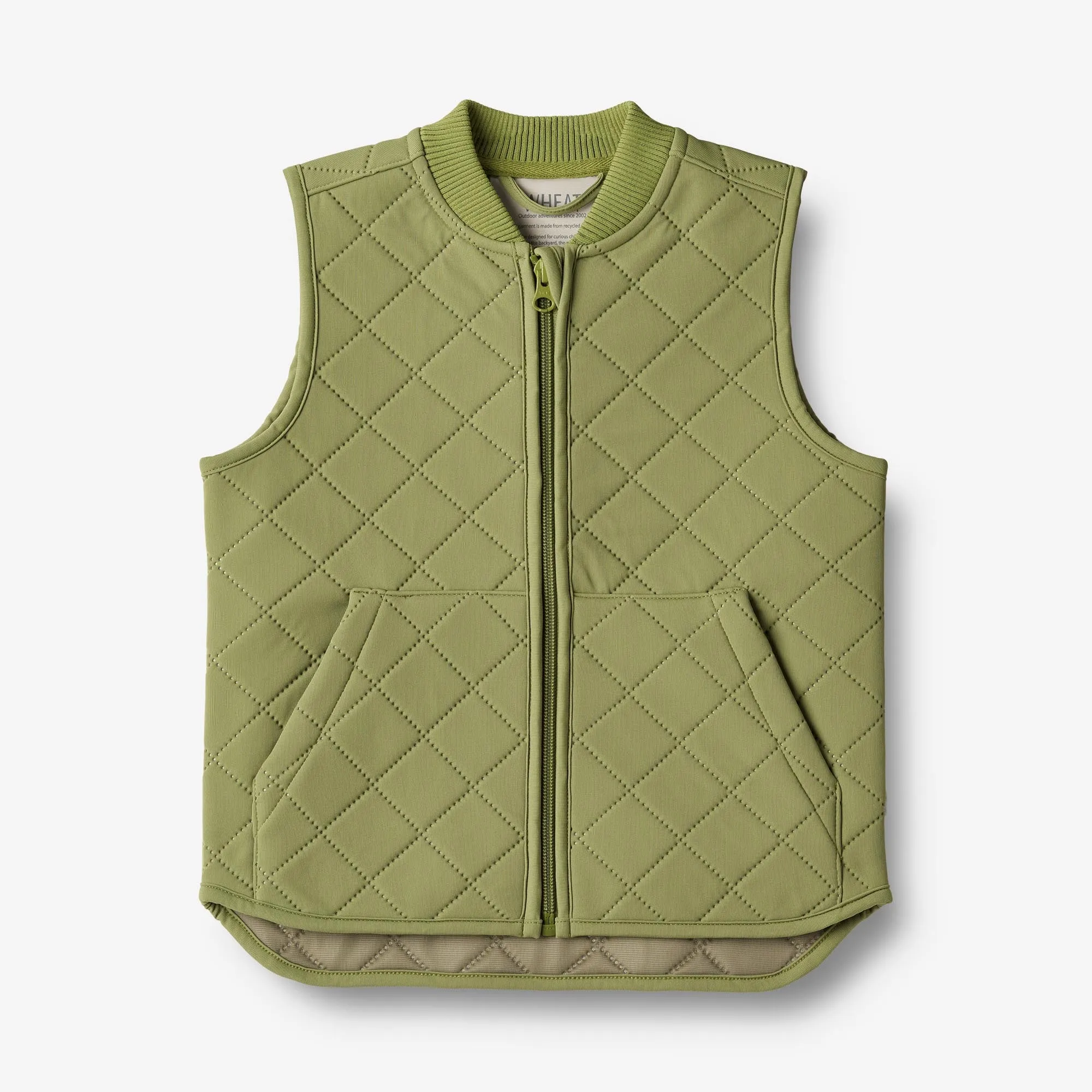 Smooth Flat Collar Weekend Casual Thermo Gilet Ede - chive