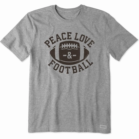 On-the-Go Fashion Men's Peace Love Football Short Sleeve Crusher Tee