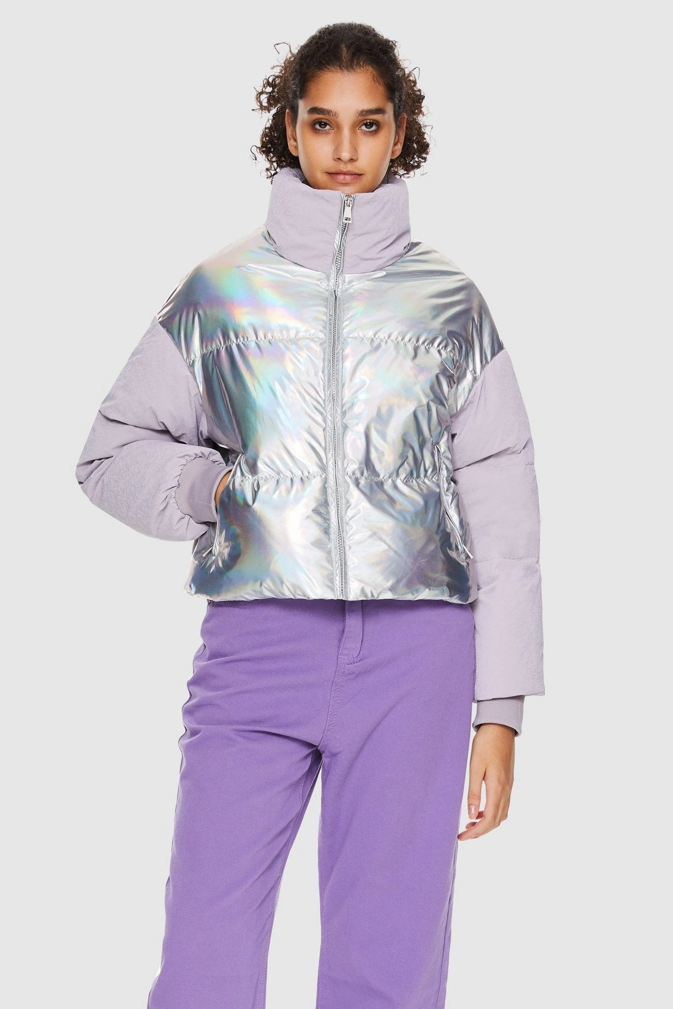 Puff-O? Colorlay Chrome Cropped Down Puffer Contoured Silhouette