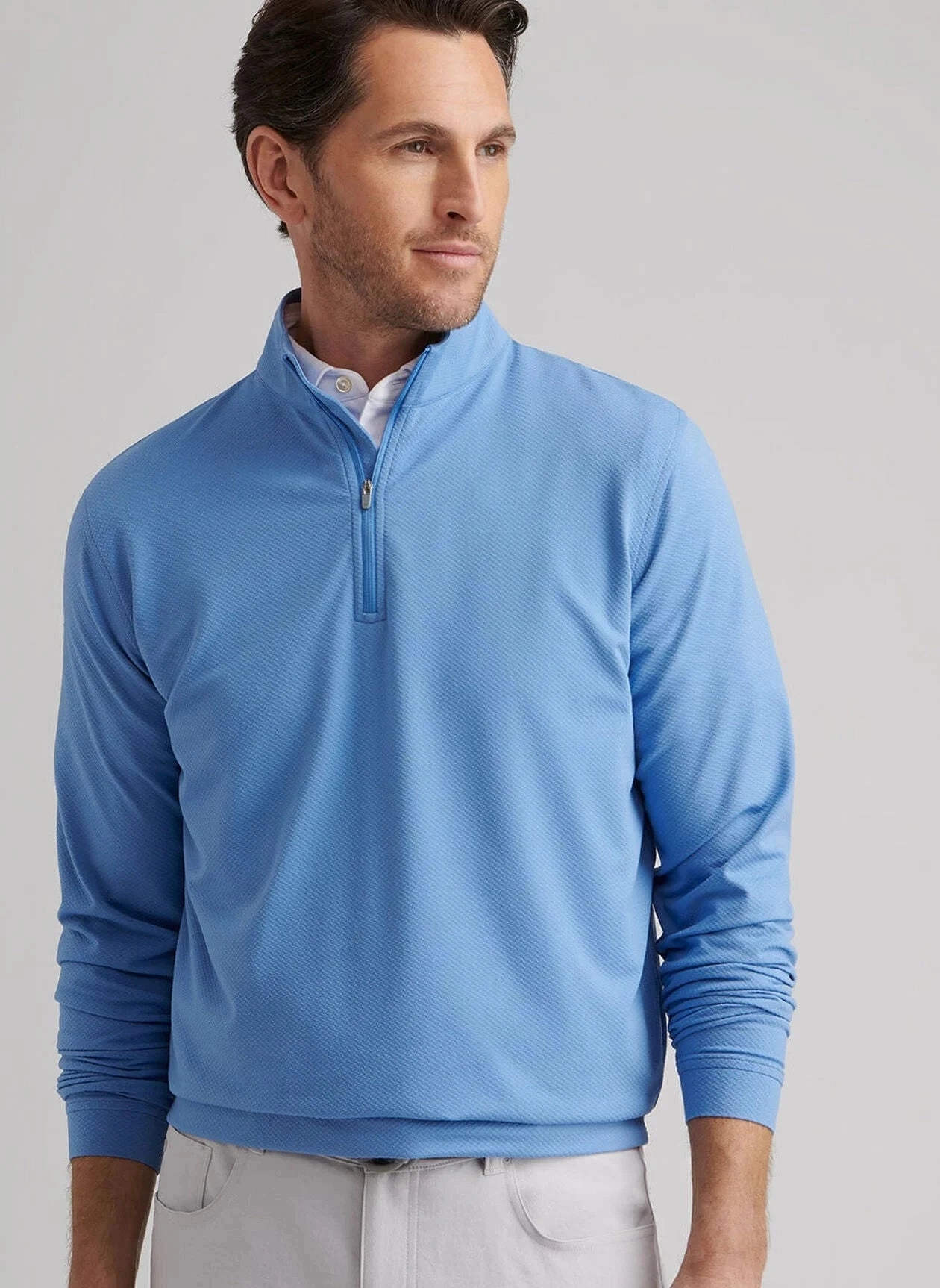 Peter Millar Perth Cross-Hatch Performance Quarter-Zip ElasticizedWaistbandSystem