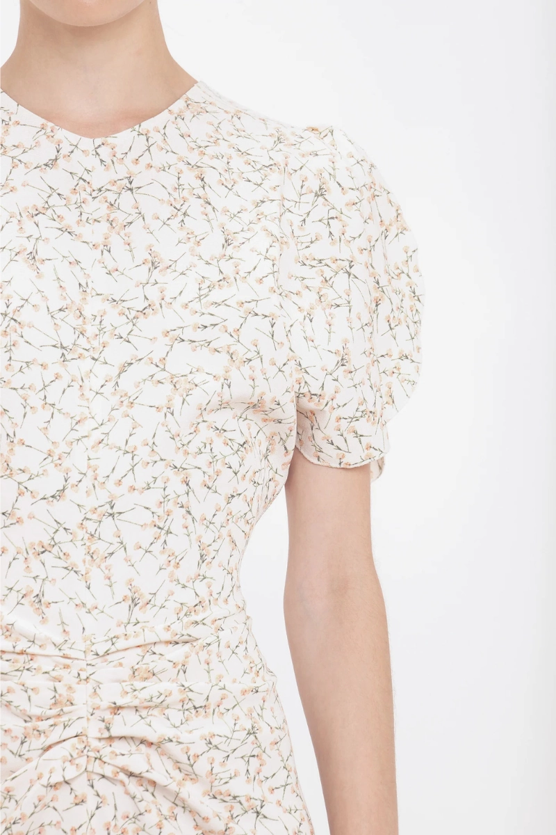 Spring Ready Flow Line Gathered Waist Midi Dress