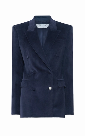 Gavin Blazer in Dark Navy Sea Island Cotton Corduroy Timeless Layer