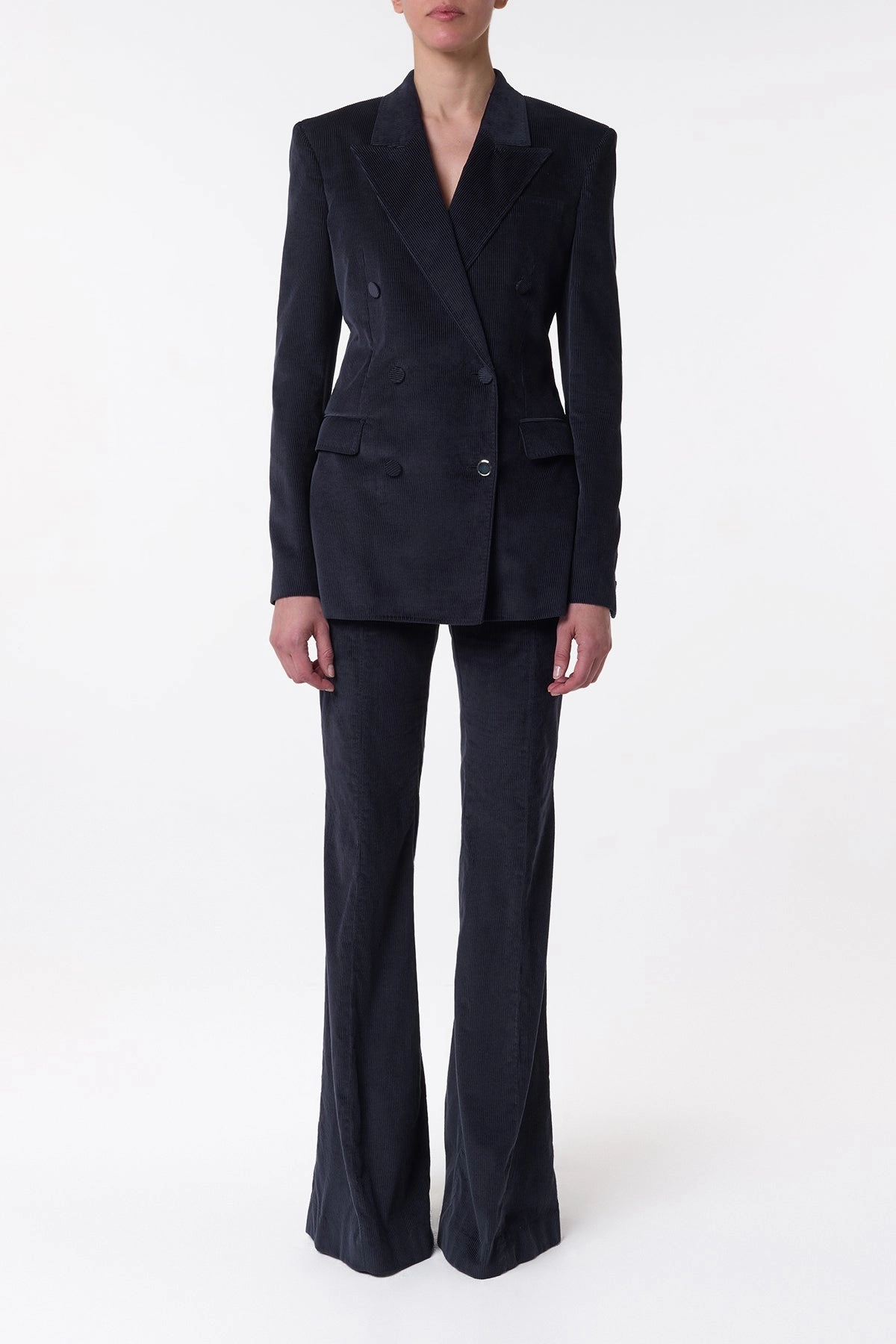 Refined fit Contemporary Tailoring Gavin Blazer in Dark Navy Sea Island Cotton Corduroy