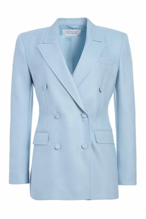 Relaxed Layers Gavin Blazer in Stone Blue SIlk Virgin Wool