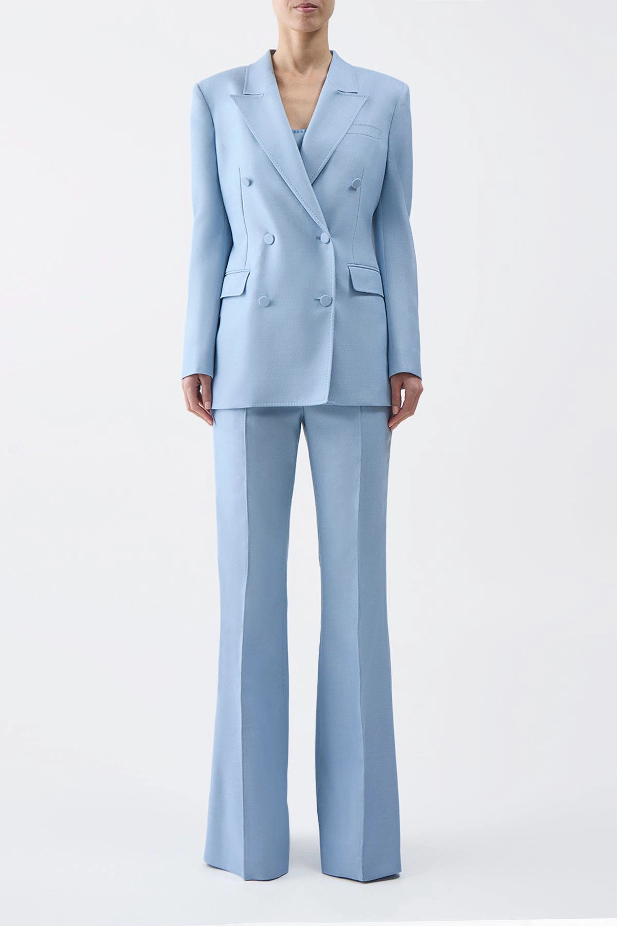 Formal Look Premium Layer Gavin Blazer in Stone Blue SIlk Virgin Wool